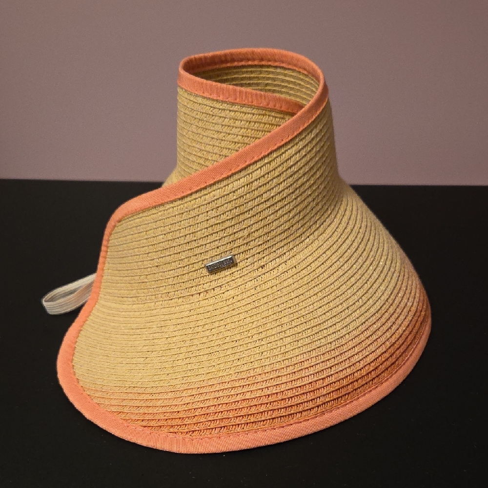 Straw Visor with Pink Trim